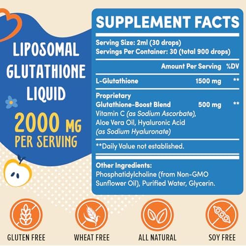 Prunucis 2000mg liposomal glutathione liquid dropper bottle packaging details