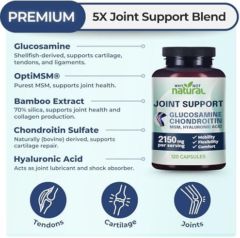 Why Not Natural Glucosamine Chondroitin, MSM, Joint Support Supplements - Knee Pain Joints Health Suppplement - Image 3