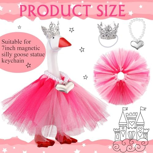 Pink tutu dress and rhinestone tiara for 7 inch desk goose
