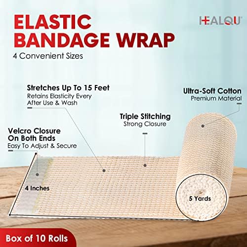 Self-closure compression wrap being applied to a wrist showing velcro strip.