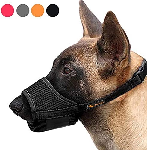 Side angle of the adjustable loop pet mouth cover illustrating the soft interior padding.