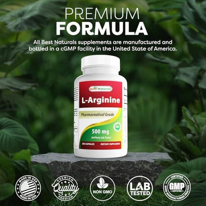 Best Naturals L-Arginine bottle showing 250 count seal