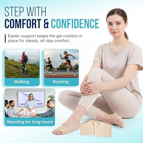 Washable and reusable metatarsal gel pads for men and women size comparison.
