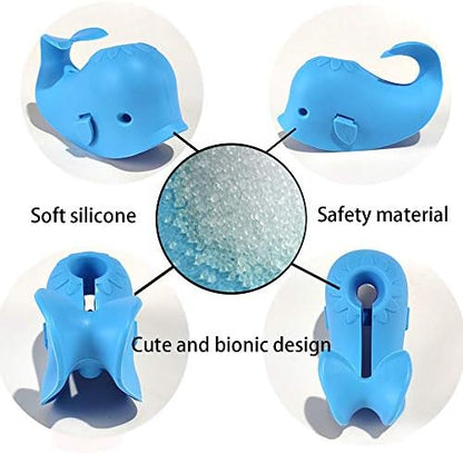 Blue whale faucet cover for kids safety in bathroom
