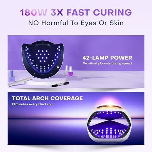 Side profile of Gugusure 180W gel nail polish curing lamp