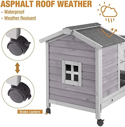Rabbit Hutch Indoor Outdoor Rabbit Cage Bunny Cage with Run,No Leak Pull Out Tray,Wire Fence - Image 5