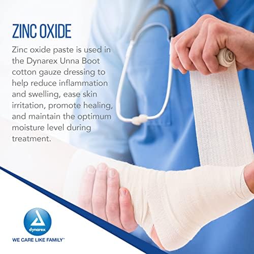 Medical grade Dynarex zinc oxide compression bandage showing the non raveling gauze texture.