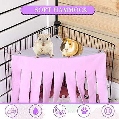 Shappy 2 Pcs Guinea Pig Hideout Hideaway Corner Fleece Toys Cage Accessories Cute Ferret Hammock for Ferrets Chinchillas Hedgehogs Small Pets(Grey with Pink, Grey with Purple, Heart-Shape) - Image 5