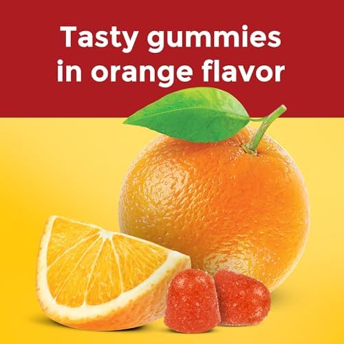 Orange flavored omega 3 gummies supplement bottle side profile