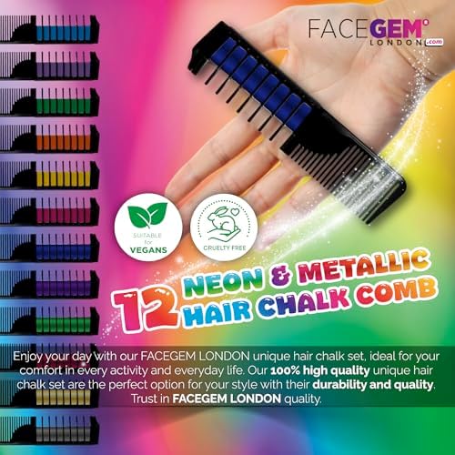 Close up of 12 color hair chalk variety pack