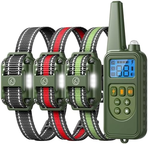 Heaflex electronic pet training collar kit with three colorful adjustable straps for multi dog households.