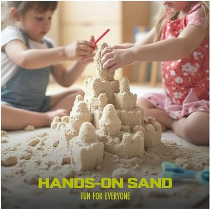 Child using Sun Joe silica sand for sensory table play