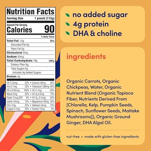 Cerebelly Organic Baby Food Pouches Variety Pack, Veggie & Bean Purees, 16 Nutrients, No Added Sugar, Fiber & Non-GMO, 4oz, 8 Pack - Image 3