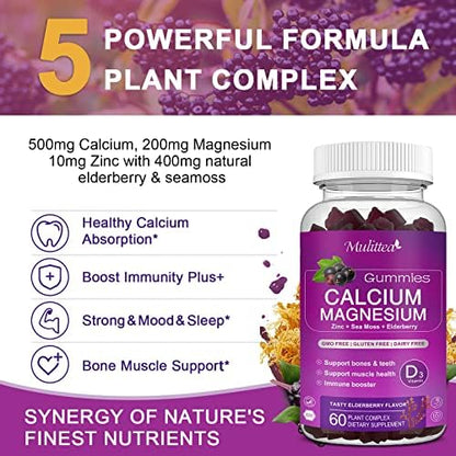 Close up of Mulittea gummy supplement label details