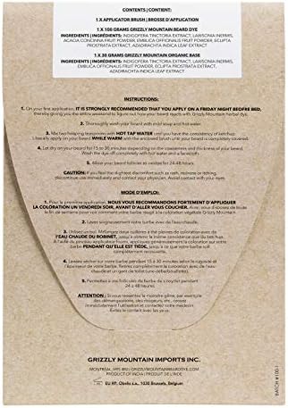 Organic and chemical-free beard dye ingredients label