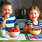 Simply Magic toddler learning mats displaying dinosaur colors and geometric shapes layouts