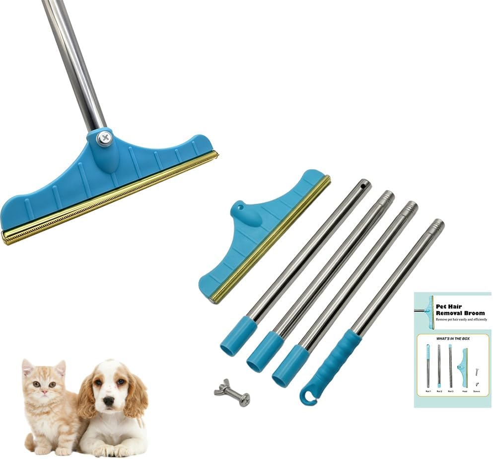 Premium Stainless Steel Pet Hair Removal Carpet Rake | Reusable Adjustable Pet Fur De-Shedding Tool for Carpets, Rugs, Upholstery & Auto Mats | Long Extendable Handle, Heavy-Duty Construction (Black) - Image 9