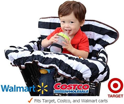 Lumiere high chair cover black and white stripe pattern close up view