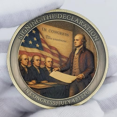 HYuMCCyhT USA 250th Independence anniversary coin displayed elegantly inside a collector shadow box on an office desk setup