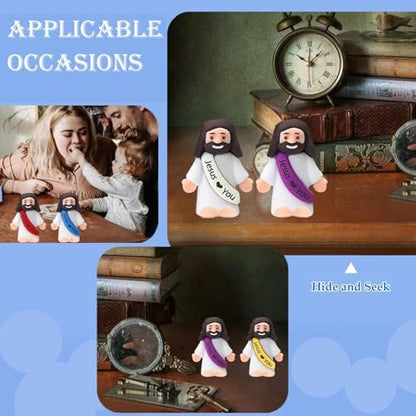 A group of durable rubber mini Jesus dolls perfect for holiday hiding games and church prizes.