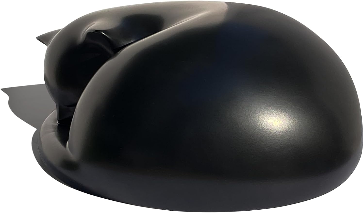 FUFYUKEY matte black feline memorial urn next to the included protective velvet bag