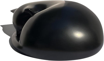 FUFYUKEY matte black feline memorial urn next to the included protective velvet bag