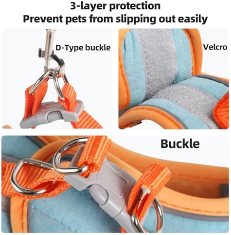Reflective strip details on SQUSIMEI bunny harness for safe nighttime walks