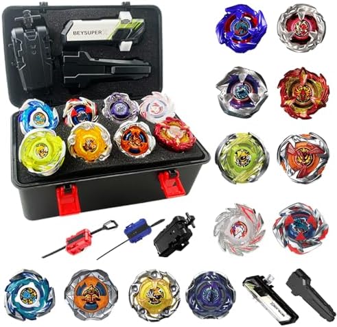 Cxdhzlx burst gyro tops displayed with launchers and grip