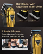 VGRPRO zero gap T blade trimmer and hair clipper displaying digital LED screens