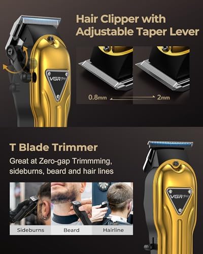VGRPRO zero gap T blade trimmer and hair clipper displaying digital LED screens