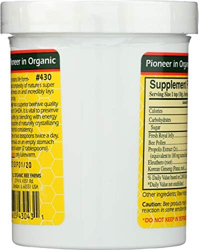 Y.S. Eco Bee Farms dietary supplement jar label details and ingredients