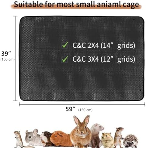 Oncpcare 2 Pack Waterproof Rabbit Playpen Mats 59x59 in (Black) - Washable Floor Protector and Cage Liner for Guinea Pig, Bunny, and Small Animal Habitat - Image 7