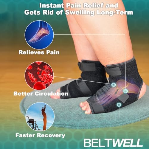 Side profile of Beltwell ankle support on swollen diabetic foot