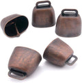 Set of five red bronze grazing copper bells for pets