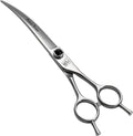 Fenice Totem 7.5 inch curved dog grooming scissors front view showing premium Japanese stainless steel blade.