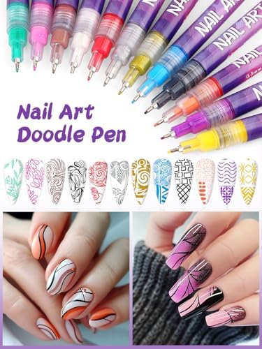 Professional manicurist using Kalolary dotting and liner pens