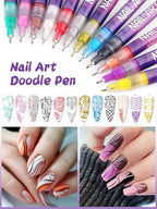 Professional manicurist using Kalolary dotting and liner pens
