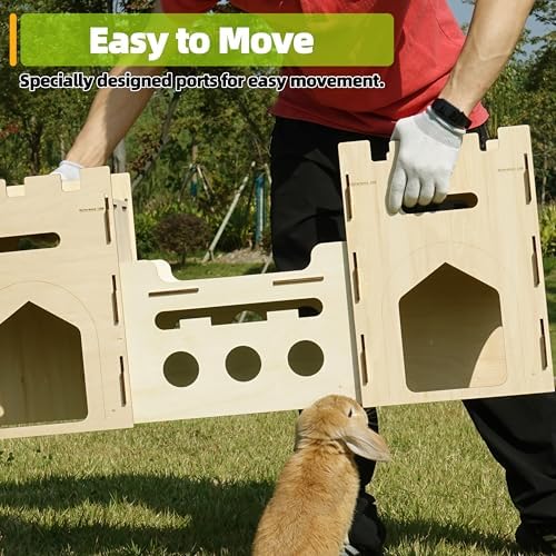 HIIMALEX Extra Large Wooden Bunny Castle House Multistory Climbing Tower Hideout Ventilated Sturdy Habitat for Rabbit Guinea Pig Chinchilla Ferret - Image 6