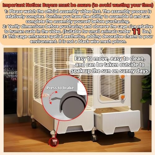 Large Multi-Level Small Animal Metal Cage Indoor Play Pen, Suitable for Ferrets, Squirrels, Guinea Pigs, Rabbits, Cats, Mice, Sugar Gliders Small Animal House and Enclosure (27.9" Lx 18.1" W x51.6 H) - Image 4