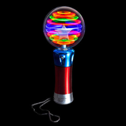Rhode Island Novelty Light Up Magic Ball Wand front view showing spinning LED globe toy