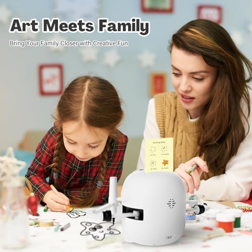 The premium RIVGOT screen free learning device setup for a kids birthday party art activity.