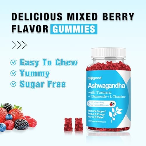 Sijigood herbal ashwagandha root supplement gummies mixed berry flavor bottle