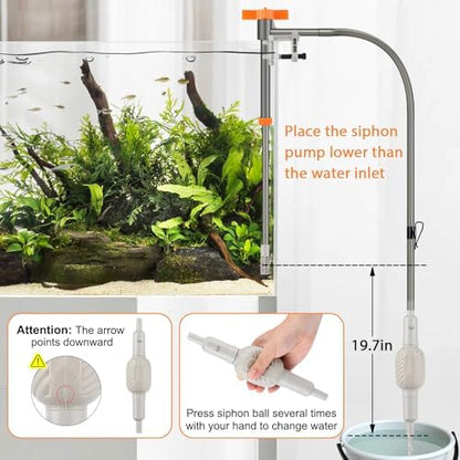Components of AQQA aquarium siphon vacuum kit for fish tanks