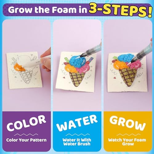 Water brush activating the 2D drawing into a puffy 3D popcorn texture artwork.