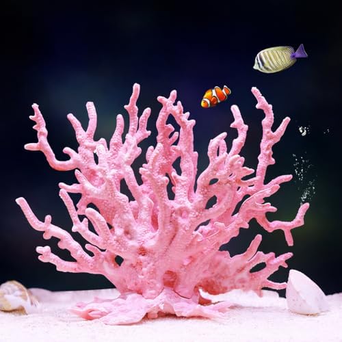 Pink PVC fish tank decor for aquascaping showing close up branch details.