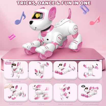 Interactive remote control robot puppy with LED eyes