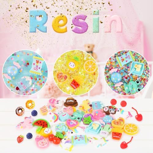 Complete layout of the 175 piece slime mix ins kit including all decorations