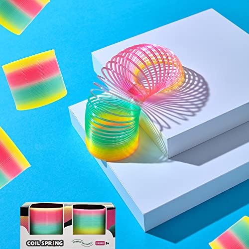 Two pack of eighty millimeter plastic spring toys neatly packaged and ready for birthday party bags.