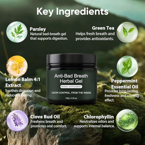 WVJIGE internal mouth freshening gel with chlorophyll and peppermint ingredients