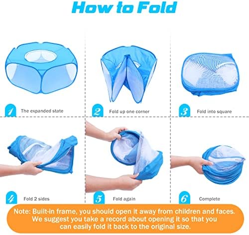 Small Animal Playpens with Top Cover, Foldable Breathable Small Pets Cage Tent Outdoor Indoor Portable Play Pen for Guinea Pig Hedgehog Hamster Cat Rabbit Bunny Puppy Ferret Rat Chicks (Blue) - Image 5